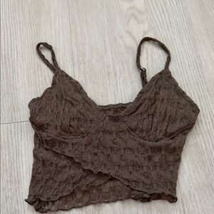 Edikted Brown Textured Cropped Cami